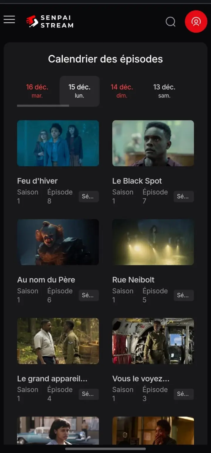Senpai Stream user profile and settings screen.